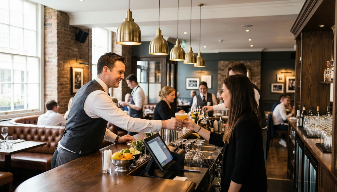CIB EPOS system installed in a UK gastropub environment for stock and sales management